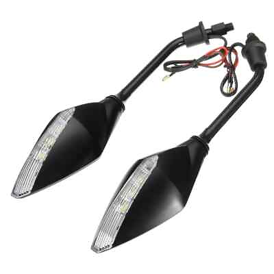 #ad Motorcycle Handlebar Mirrors with LED Indication Pair of Mirrors Universal $32.99