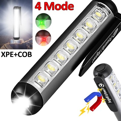 #ad Rechargeable COB LED Flashlight Work Light Magnetic Super Bright Torch Penlight $7.99