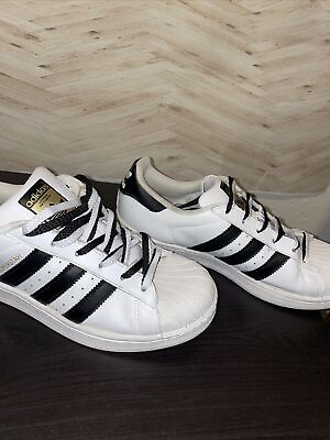 #ad Genuine Adidas Superstar White Black 2016 gold tongue label Size 8 Y $34.00