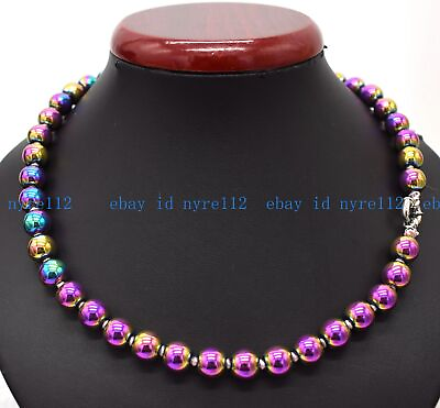 #ad Charming 6 8 10mm Rainbow Hematite Beads Health Care Necklace Women Men Jewelry $4.00