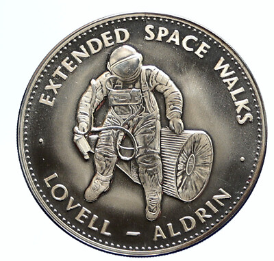 #ad 1970#x27;s USA NASA Gemini XI ASTRONAUTS SPACE DOCKING Old Proof Silver MEDAL i96355 $358.65