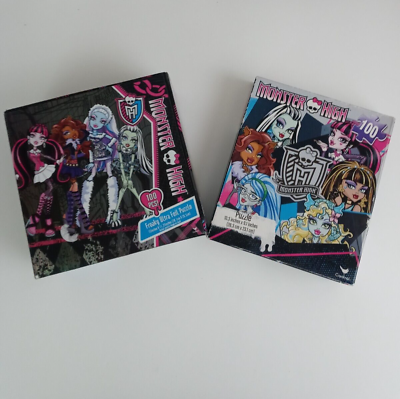 #ad 2 Monster High 100 Piece Puzzles lot $7.50