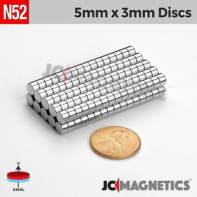 #ad 5mm x 3mm N52 Strong Round Disc Rare Earth Neodymium Magnet 5x3mm $14.50