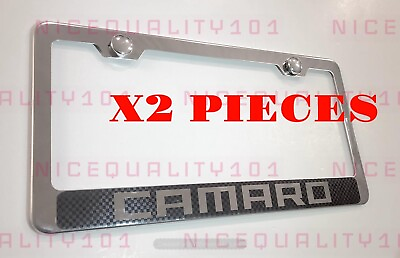 #ad 2X Camaro Stainless Steel Chrome Mirror Finished License Plate Frame Holder $22.99