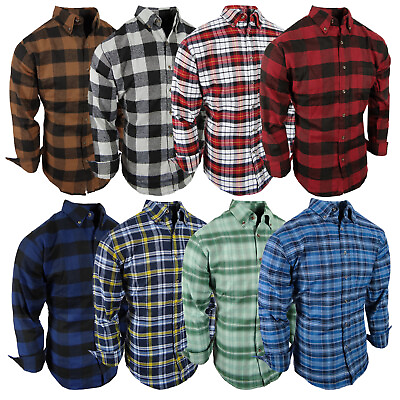 #ad Mens Plaid Flannel Shirt Soft Button Down Collar Checker Pattern Chest Pocket $19.95