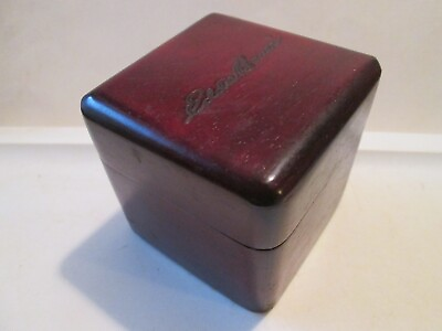 #ad Vintage Eddie Bauer Small Wooden Box 3 X3 INCH Dark Brown Wood Green Felt Lined $8.00