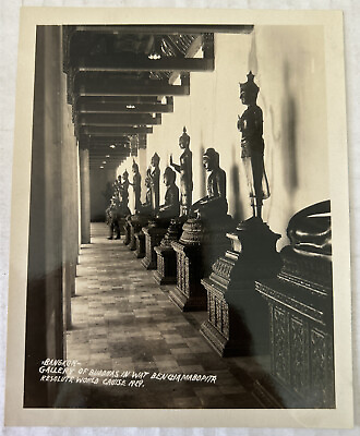 #ad Bangkok Gallery of Buddhas in Wat Benchamabopitr Resolute World 1929 Photo Print $9.95