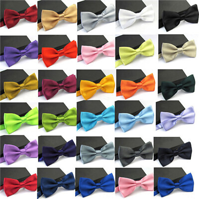 #ad Bowtie Mens Adjustable Formal Wedding Party Necktie Bow Tie Solid Color Tuxedo $1.69