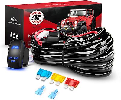 #ad Nilight 10014W LED Light Bar Wiring Harness Kit 14AWG Heavy Duty 12V 5Pin Rocker $25.47