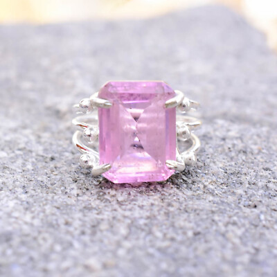 #ad Beautiful Pink Kunzite Sterling Silver Pretty Gemstone Wedding Ring VV 198 $12.80