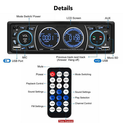 #ad 1 Din Car Stereo Radio TF FM USB AUX In Dash Head Unit MP3 Player 12V $24.99
