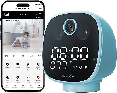 #ad Indoor Camera Alarm Clock WiFi 1080P Motion Detection Night Vision 2 Way Talk $44.99