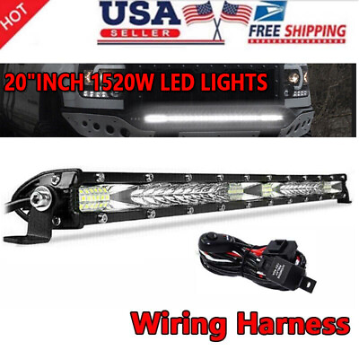 #ad 20In LED Light Bar Bumper Work SPOT FLOOD Combo Driving Boat ATV with Wiring Kit $26.66