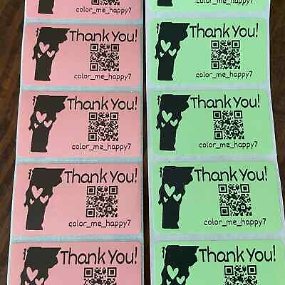 #ad 100 Personalized Thank You Stickers w Your State Closet Name QR code $10.00