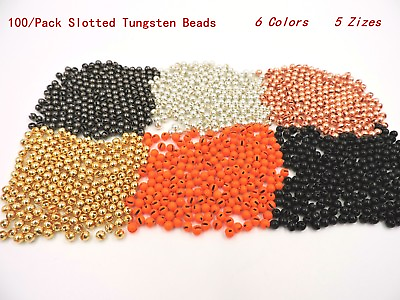 #ad 100 Slotted Tungsten Beads Copper Black Gold Silver Orange 5 Sizes $12.95