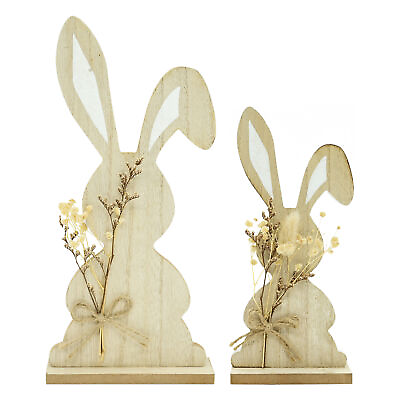 #ad Rabbit Figurines Cute Rabbit Figurine Holding a Bouquet Rabbit Wooden Ornament $13.76