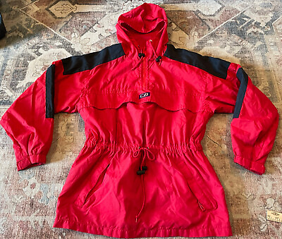 #ad VTG Men’s CB SPORTS 1 4 Zip Pullover Jacket Anorak Parka Windbreaker Red Small $30.00