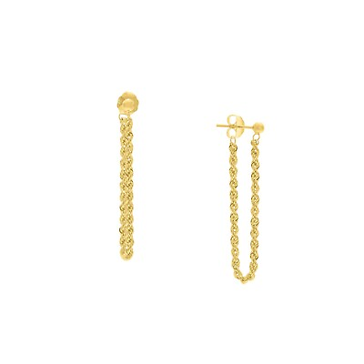 #ad Twisted Rope Chain Earrings Real 14K Yellow Gold $119.89
