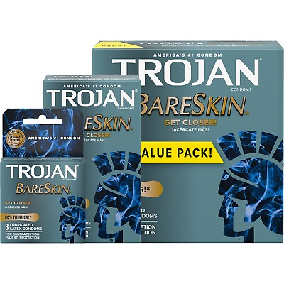 #ad Trojan Sensitivity Bareskin Thinnest Sensitive Lubricated Latex Condoms $14.95