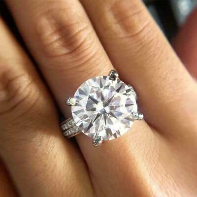 #ad 5Ct Round Cut Moissanite Ring Solitaire Engagement Ring Solid 14K White Gold $310.60