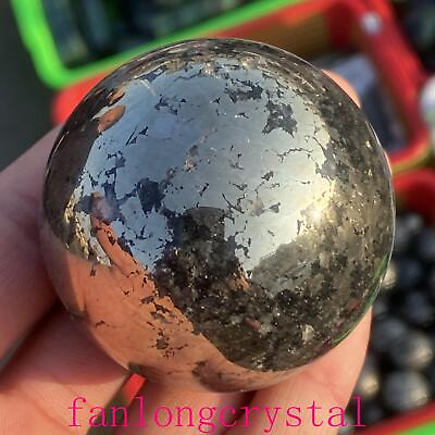 #ad #ad 1pc Natural Pyrite Carved sphere quartz crystal Ball Reiki Healing 40mm $13.72