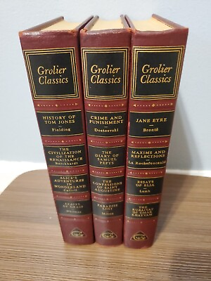 #ad 3 BOOK LOT 1956 Grolier Classics Volumes Bronte Lamb Dostoevski Milton Carroll $15.00