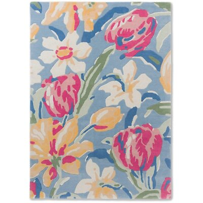 #ad Designer Light Blue amp; Beige Floral Pattern Area Rug Carpet made of 100% Plush $192.19