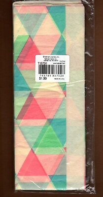 #ad Vintage Geometric Tissue Paper Hallmark Triangles Argyle Retro Dual Ivory 6 Pc $4.95