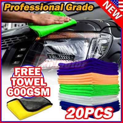 #ad 20 Pack Microfiber Cleaning Cloth No Scratch Rag Car Polishing Detailing Towel $11.20