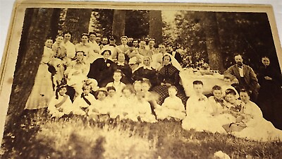#ad Rare Antique American Double Sided Big Outdoor Group Picnic amp; Church CDV Photo $71.99