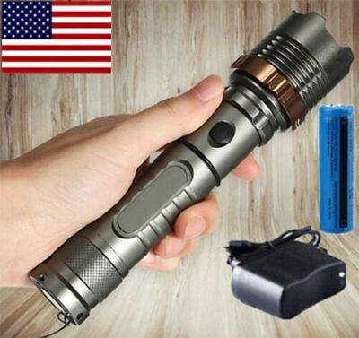 Rechargeable LED Flashlight Tactical Police Super Bright Torch Zoomable $10.75