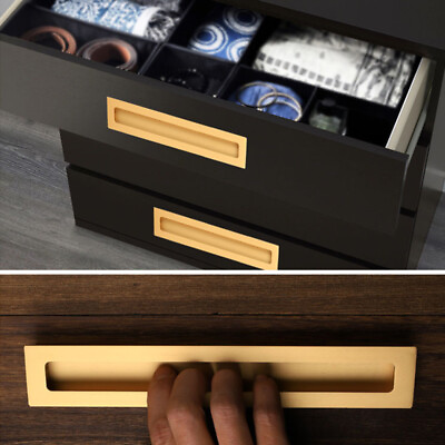 #ad 1 2Pcs Golden Black Hidden Cabinet Handles Pull Drawer Door Knob Hardware USA $3.79