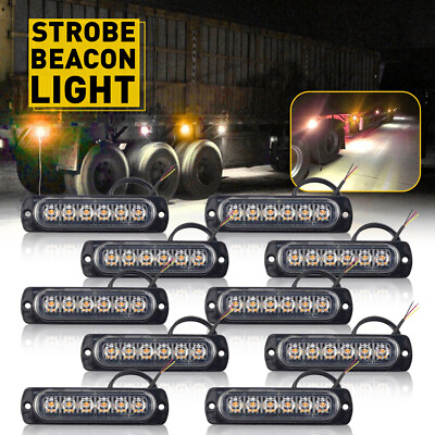 #ad #ad 10pcs LED 6 Amber Side Grill Marker Light Strobe Bar Kit Tow Truck Flashing Lamp $27.99