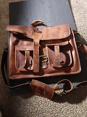 #ad Cuero 16 Inch Vintage Leather Laptop Messenger Bag Office Briefcase $78.99