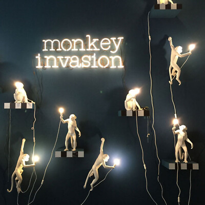 #ad Modern Monkey Table Lamp Nordic Aap Light Resin Simian Hanging Rope Wall Lights $107.63