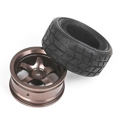 #ad RC1:10 On Road Car 5 Spoke Aluminium Wheel Rims amp; Black Rubber Tires Pack of 4 $19.05