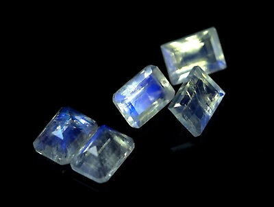 #ad Natural Indian Rainbow Moonstone Loose Gemstone Octagon Faceted 10x14mm $261.67