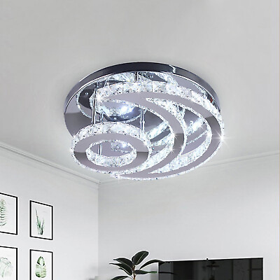 #ad Modern LED Crystal Ceiling Light Flush Mount Crystal Chandelier Lamp Cold Light $63.65