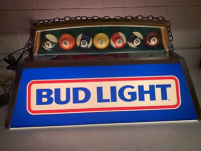 #ad 1983 Budweiser BUD LIGHT BEER Pool Billiards Table Light Sign $410.00