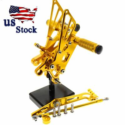 #ad CNC Adjustable Rearset Foot pegs Rear set For Yamaha YZF R6 2006 2015 2016 Gold $109.73