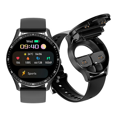 #ad 2 in 1 Smart Watch W Earbuds For IOS Android Waterproof Wireless 5.0 Bluetooth $39.98