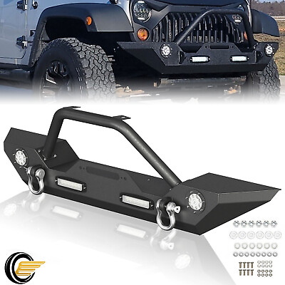 #ad Front Bumper For Jeep Wrangler JK JL Gladiator JT 07 22 w Winch Plate amp; Lights $168.50