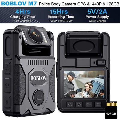 #ad BOBLOV M7 128GB GPS Body Camera Police Camcorder with Audio 1440P Body Worn Cam $79.98