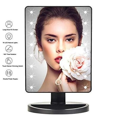 #ad Lighted Makeup Mirror 16 LED Vanity Mirror Touch Screen180° Rotation Black $13.99