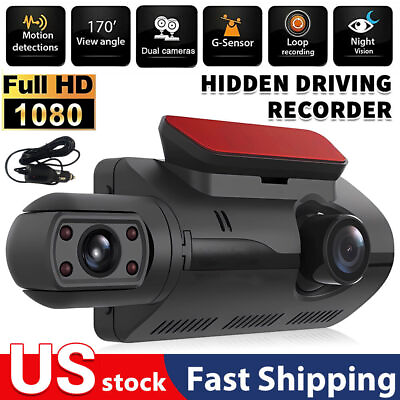 #ad 1080P Dual Lens Car DVR Dash Cam Video Recorder G Sensor Front And Inside Camera $18.59