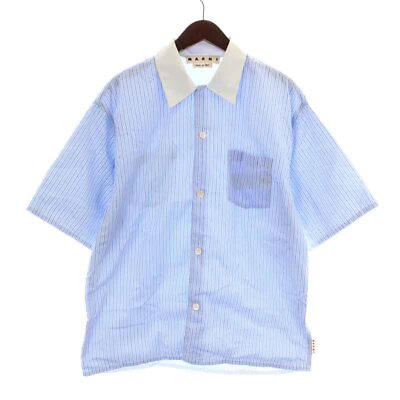 #ad Marni 21Ss Shirt Casual Striped Short Sleeve 50 L Light Blue White Nw11 Men#x27;S $439.90