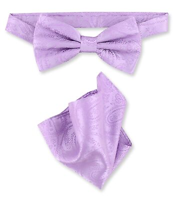 #ad Vesuvio Napoli BowTie Lavender Purple Color Paisley Mens Bow Tie Handkerchief $12.95