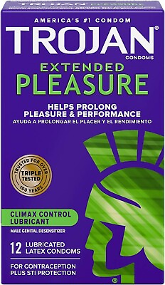 #ad TROJAN EXTENDED PLEASURE Climax Control Extended Pleasure Condoms 12 Count $11.99