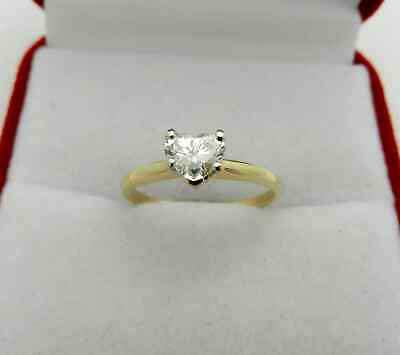 #ad 14k Yellow Gold Plated CT Heart Shaped Real Moissanite Solitaire Engagement Ring $97.49