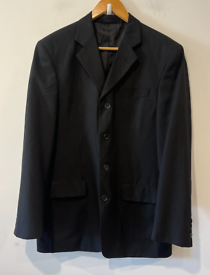 #ad Roger David Suit Jacket Mens Size 97R Black Shoulder Pads Button Up Long Sleeve AU $36.99